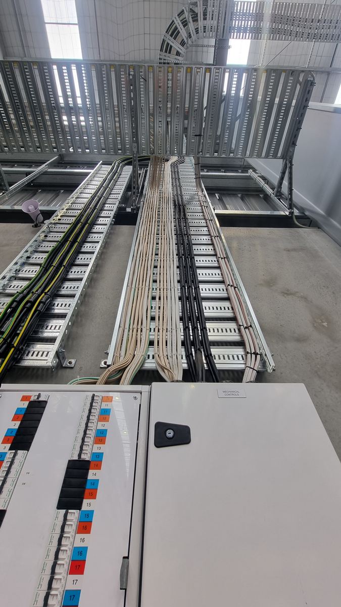 Commercial cable tray electrical installation