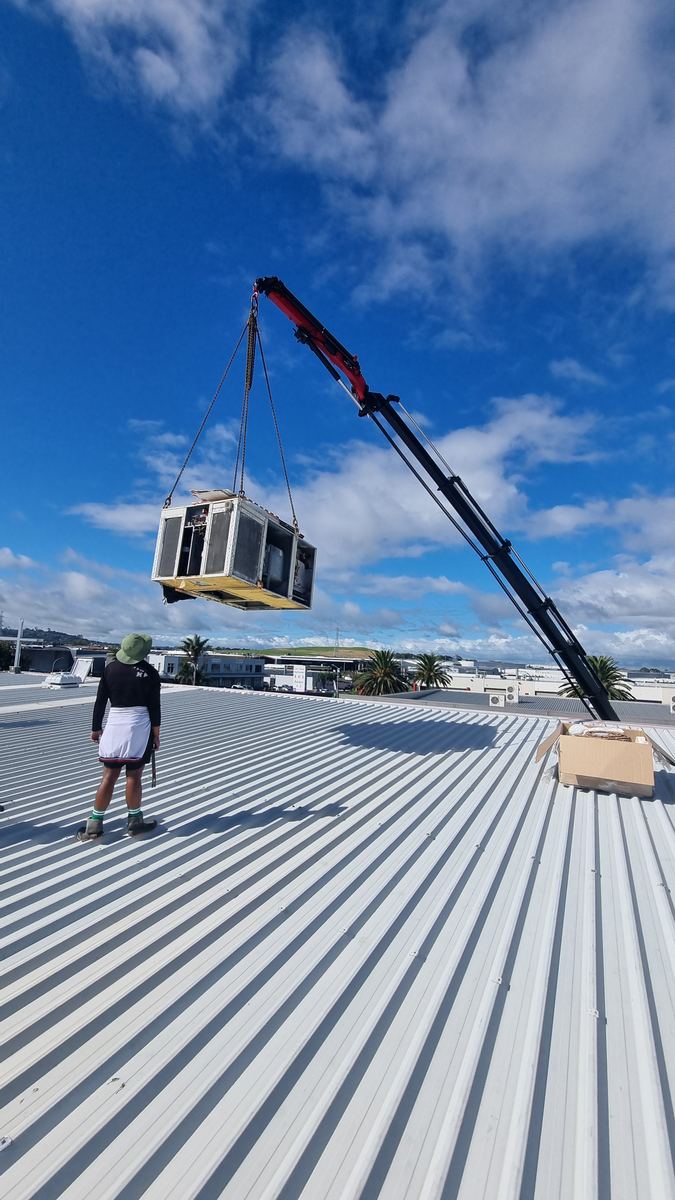 Commercial HVAC crane roof installation Auckland